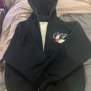 Flying cherry thermal zip up hoodie!